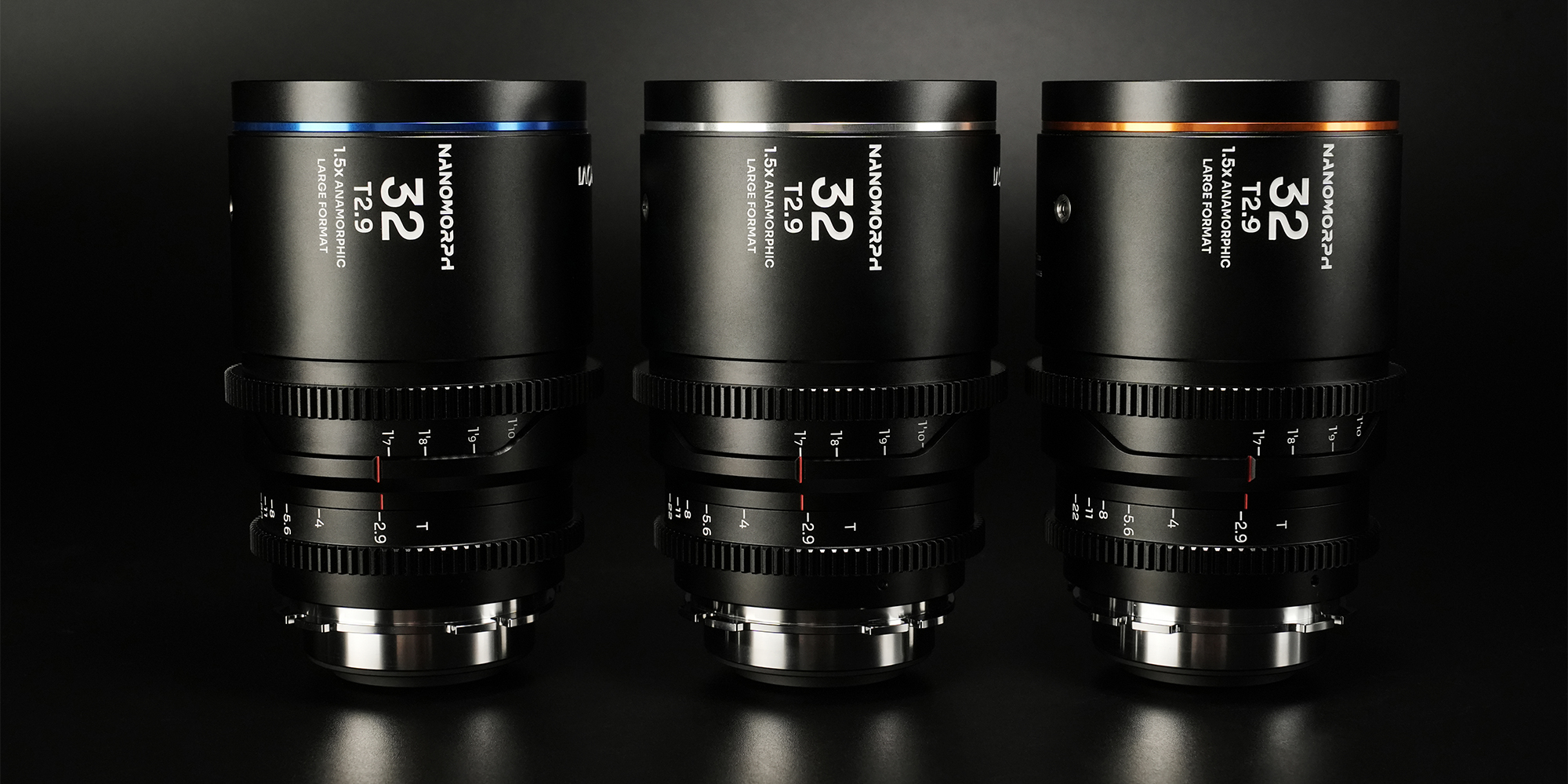 Obiektyw Laowa Nanomorph 32 mm T2,9 1,5x LF Silver do Arri PL/Canon EF w 3 różnych wariantach koloru flary