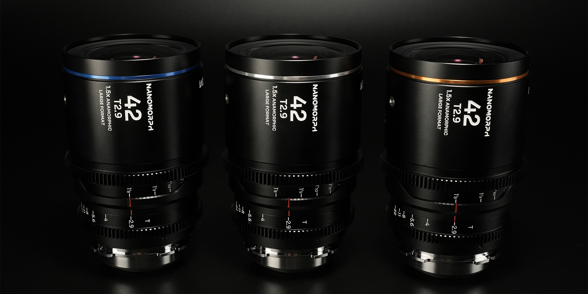Obiektyw Laowa Nanomorph 42 mm T2,9 1,5x LF do Arri PL / Canon EF w 3 różnych wariantach koloru flary