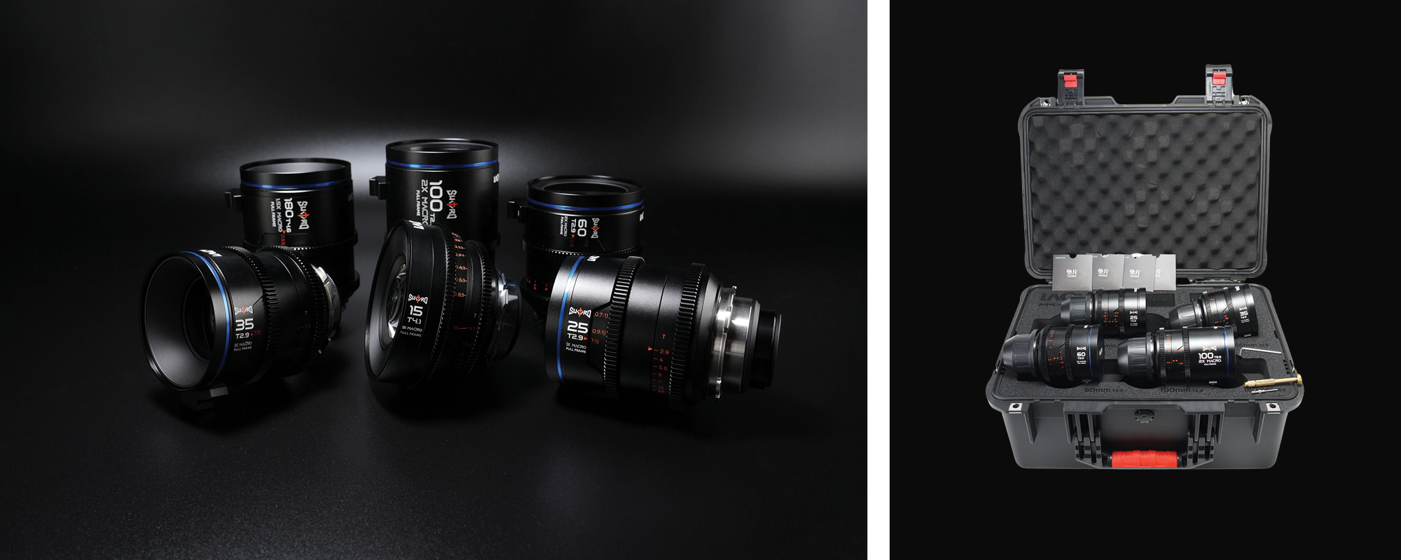 Zestaw Obiektywów Venus Optics Laowa Sword (25mm, 35mm, 60mm, 100mm) do Arri PL oraz walizka transportowa