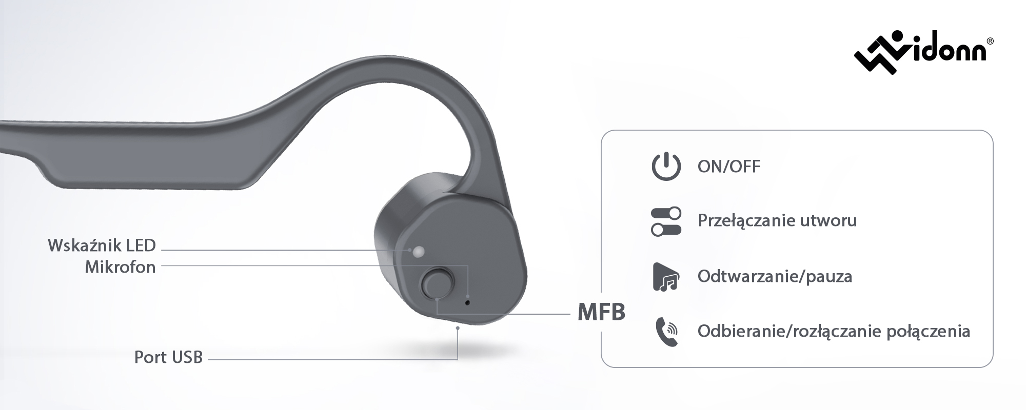 Słuchawki bezprzewodowe z technologią przewodnictwa kostnego Vidonn F3 - różowe
