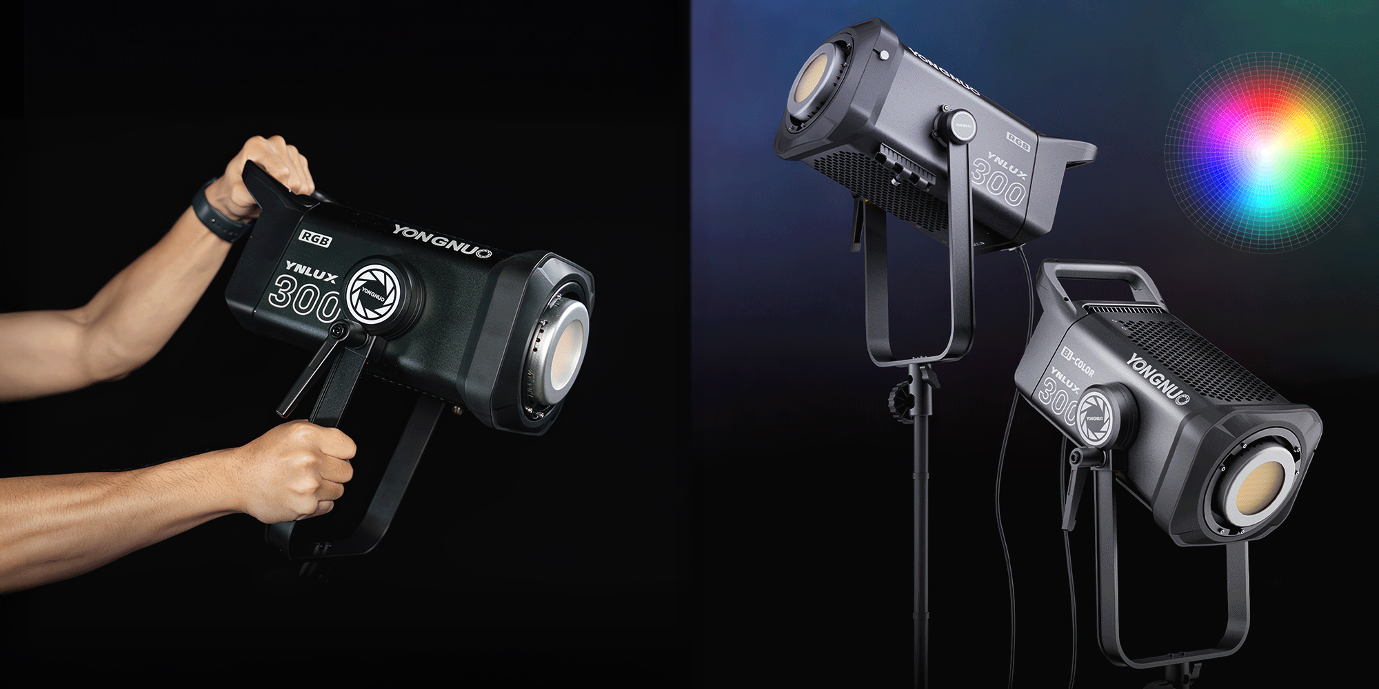 Lampa LED Yongnuo LUX300 RGB Kit - WB (2000 K - 10000 K) - Profesjonalna optyka i równomierne światło