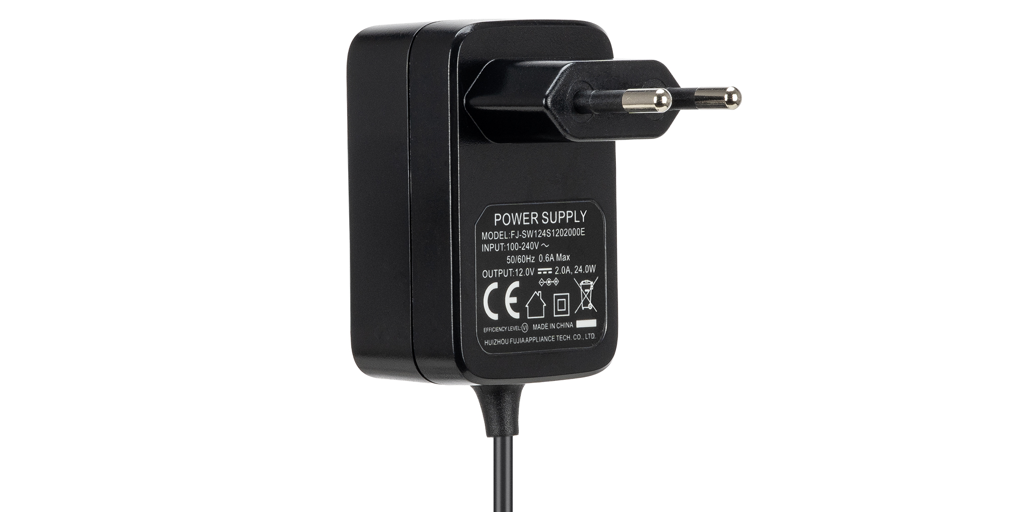 Zasilacz sieciowy Yongnuo FJ-SW1224S1202000E - 12 V / 2 A, wtyk DC 5,5 / 2,5 mm widok z góry na cały zestaw