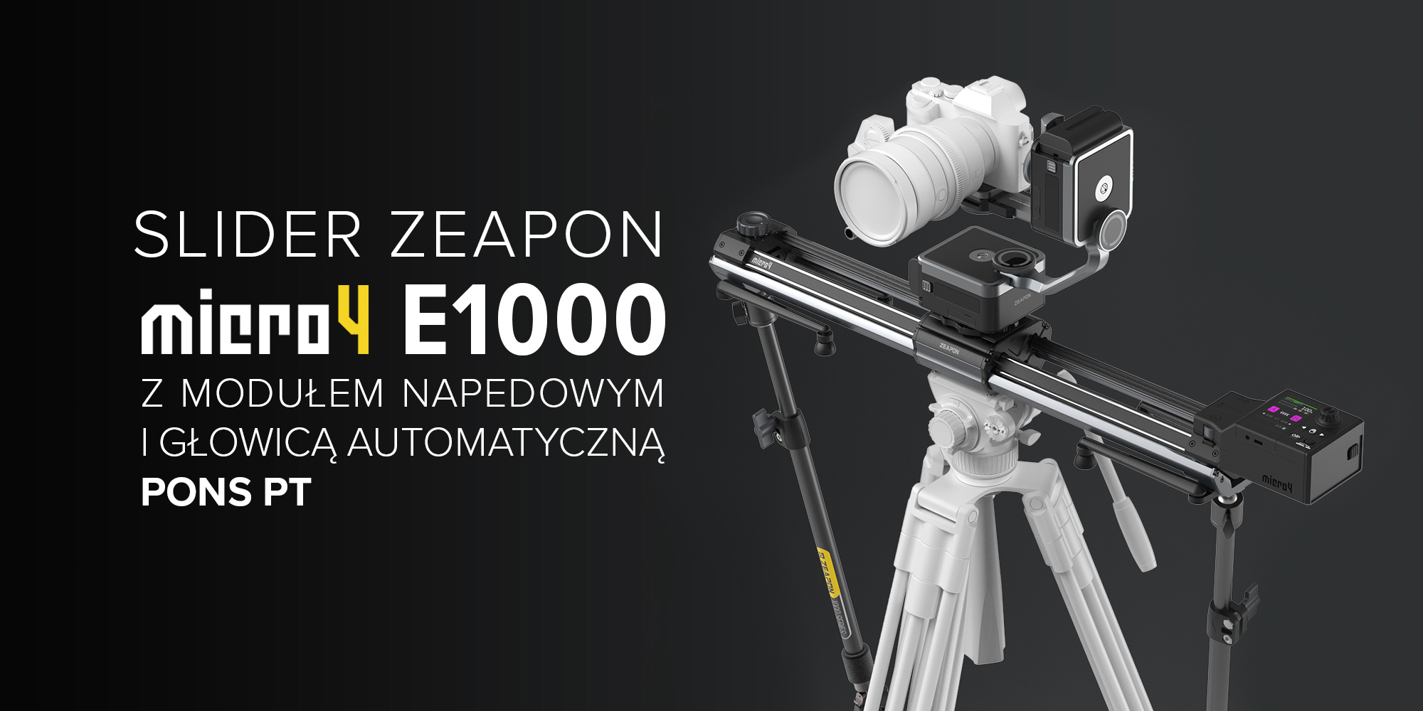 Slider Zeapon Micro 4 E1000 z modułem napędowym i głowicą automatyczną Pons PT