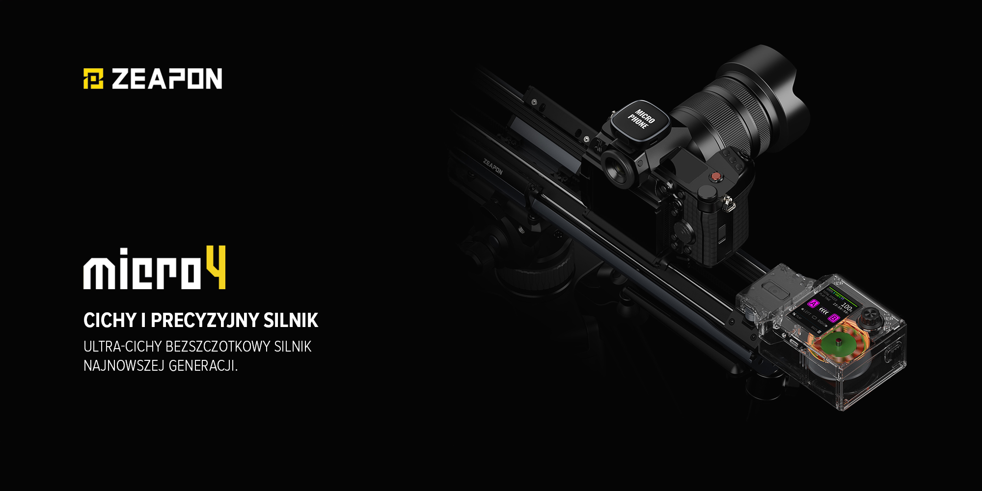 Slider Zeapon Micro 4 E1000 z modułem napędowym i głowicą automatyczną Pons PT - Cichy i precyzyjny silnik