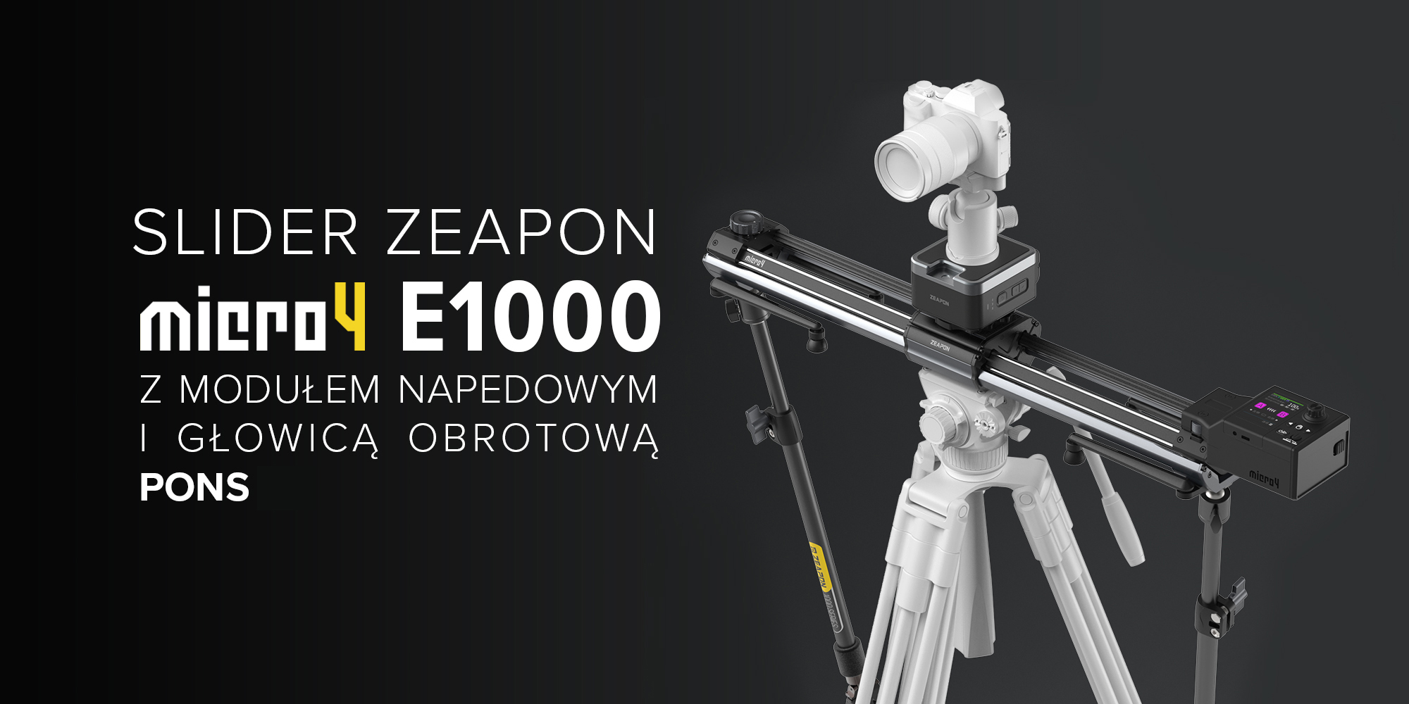 Slider Zeapon Micro 4 E1000 z modułem napędowym i głowicą obrotową Pons