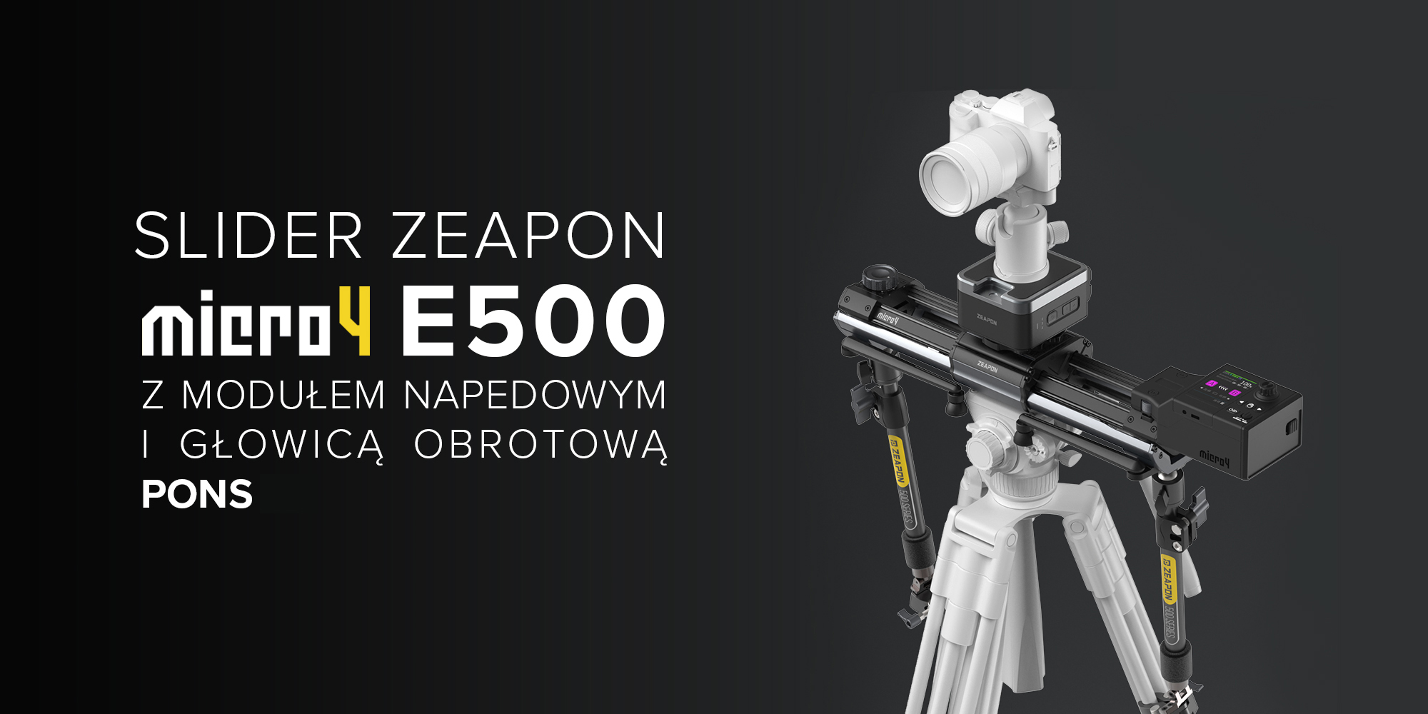 Slider Zeapon Micro 4 E500 z modułem napędowym i głowicą obrotową Pons