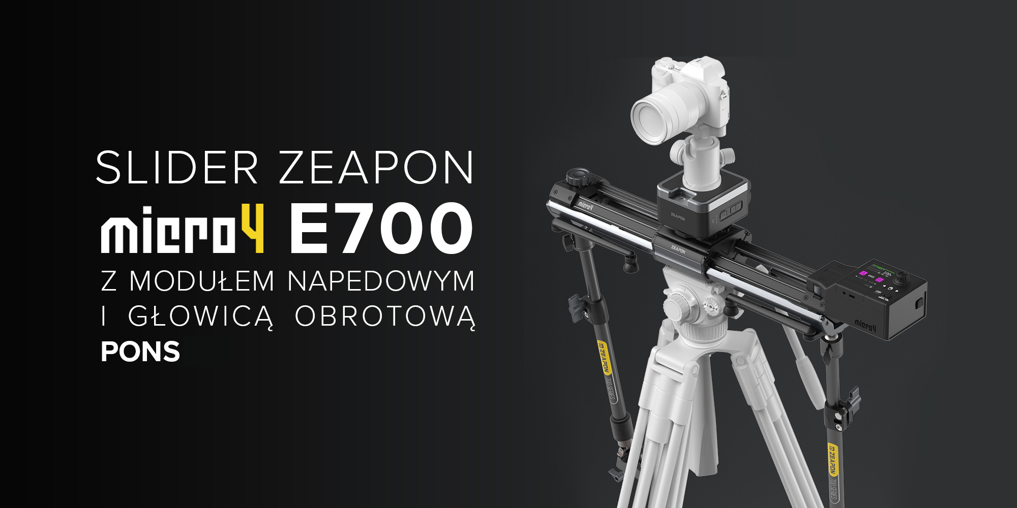 Slider Zeapon Micro 4 E700 z modułem napędowym i głowicą obrotową Pons